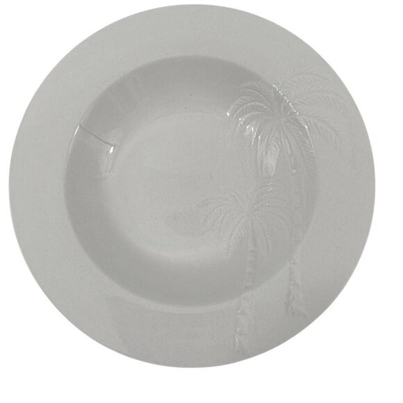 Oneida Palm Springs Palm Tree Rimmed 9” Stoneware Soup Salad Bowls – Set of 2 - Picture 1 of 16